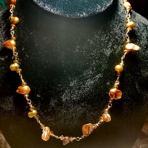 Gold Pearl and Shell Bead Necklace - Elegant Women’s Jewelry